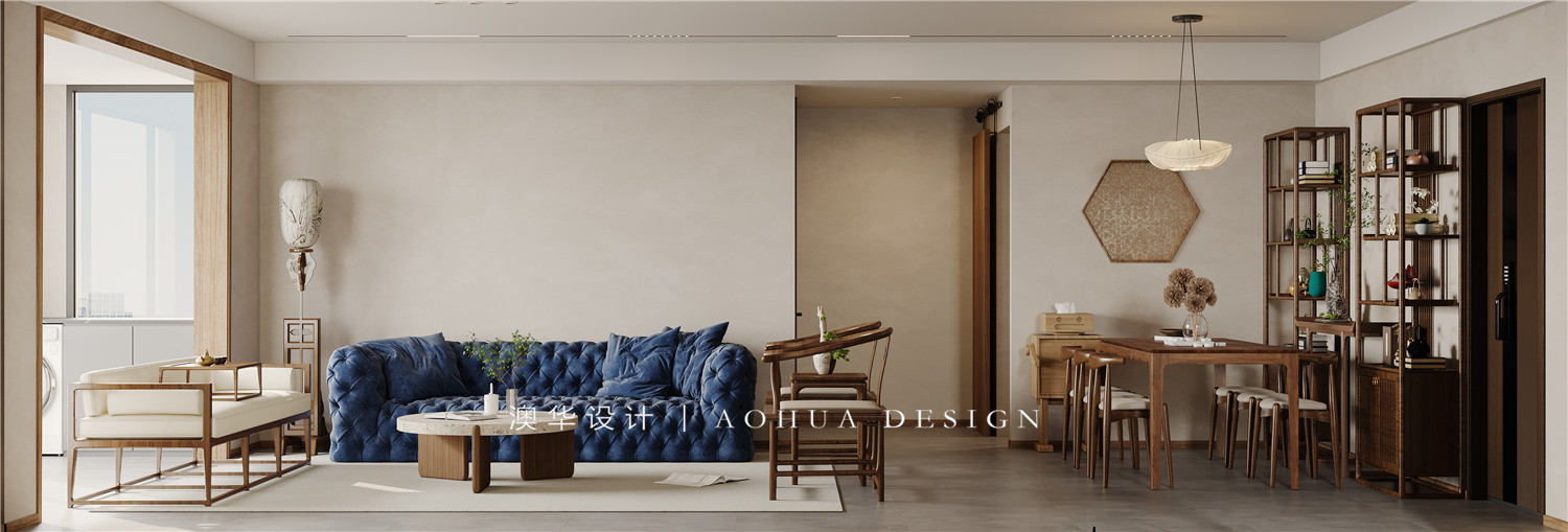 萬科翡翠國際140㎡現代中式混搭