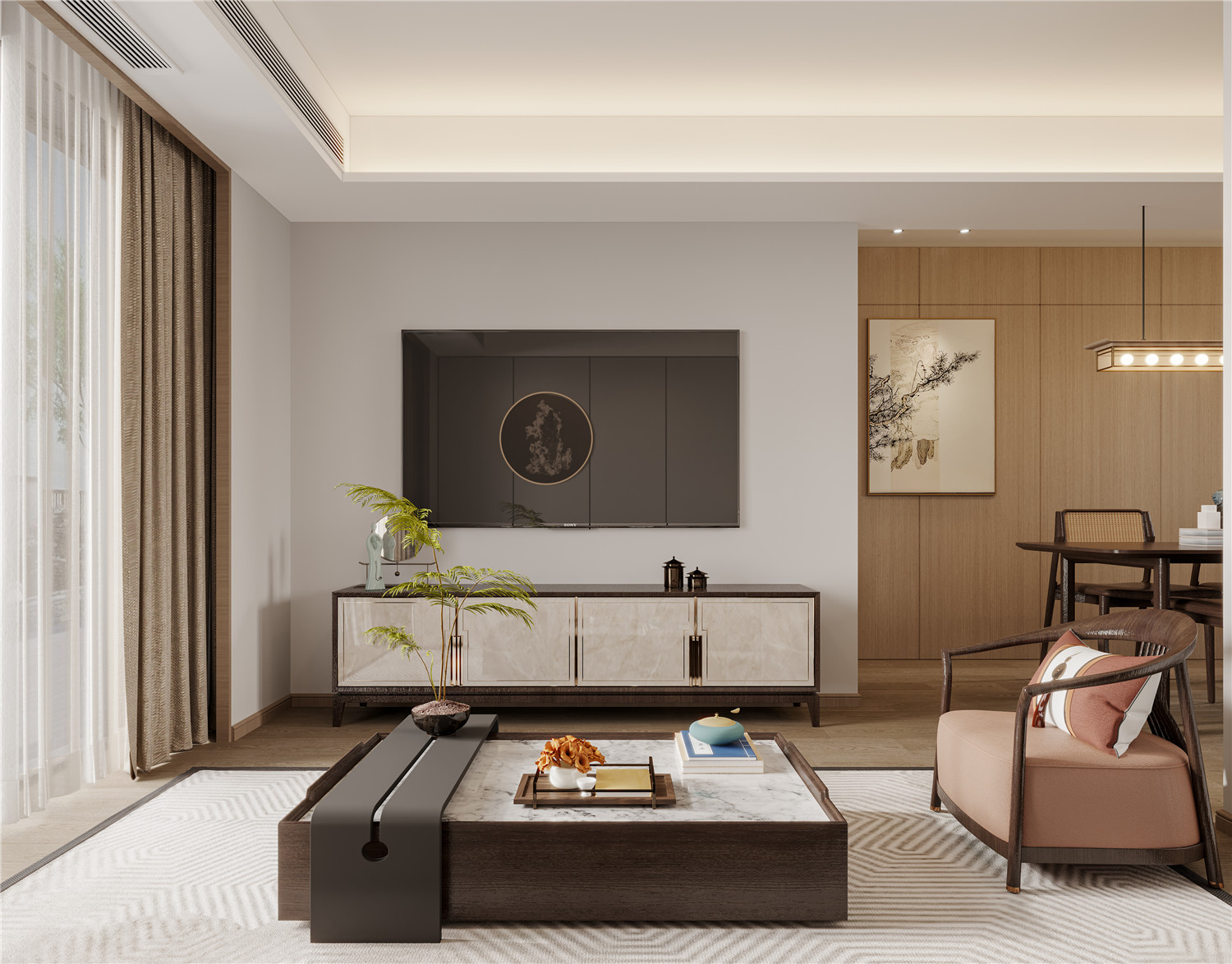 巢立方別墅裝修,現(xiàn)代中式