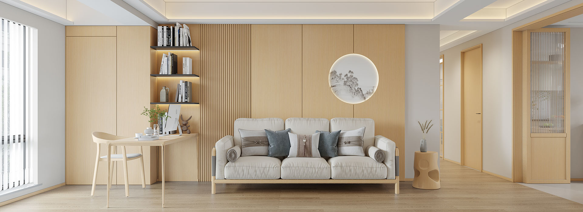 復(fù)地東湖國際7期裝修,原木風(fēng)