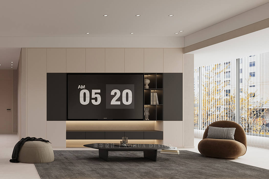 華發(fā)中央首府裝修,現(xiàn)代奶油